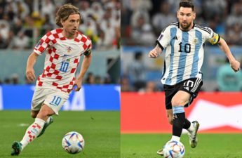لوكا مودريتش مع النجم الأرجنتيني ليونيل ميسي