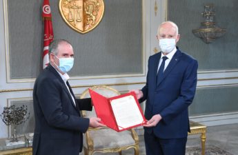 الأمين العام للاتحاد نور الدين الطبوبي مع الرئيس قيس سعيّد