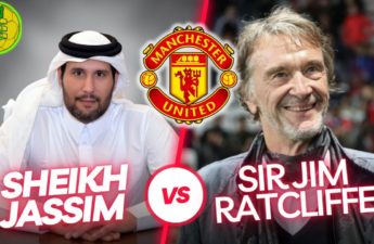 الملياردير البريطاني جيم راتكليف مع المصرفي القطري الشيخ جاسم