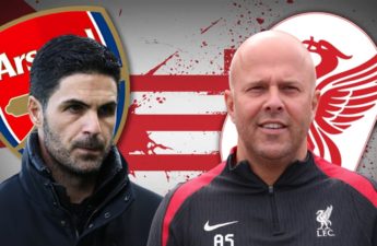 ميكيل أرتيتا، مدرب فريق أرسنال مع أرنه سلوت مدرب ليفربول
